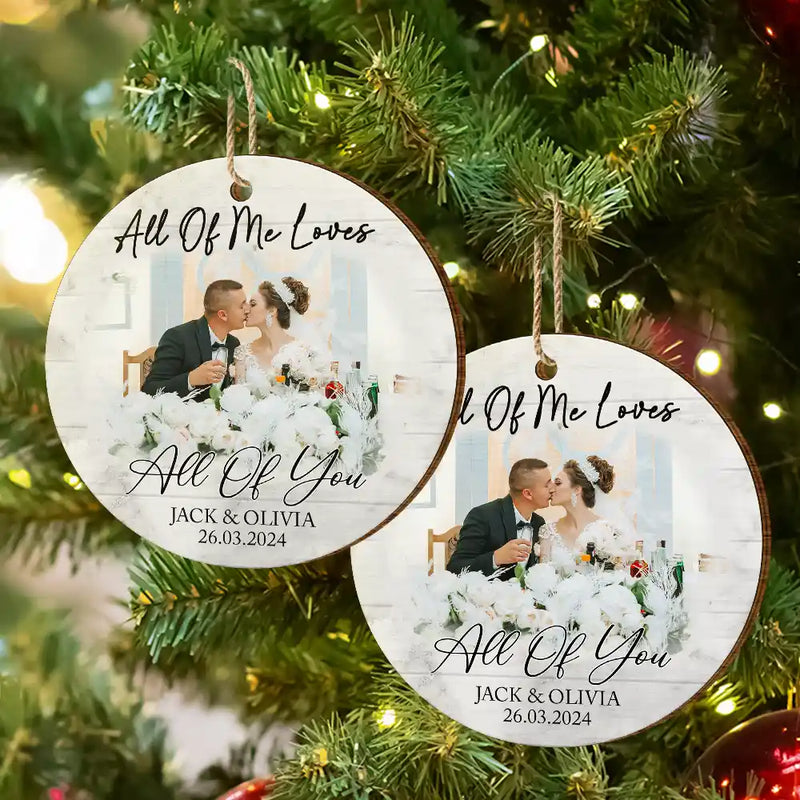 Custom Photo First Christmas As Mr & Mrs Couples - Personalized Custom Shaped Wooden Ornament