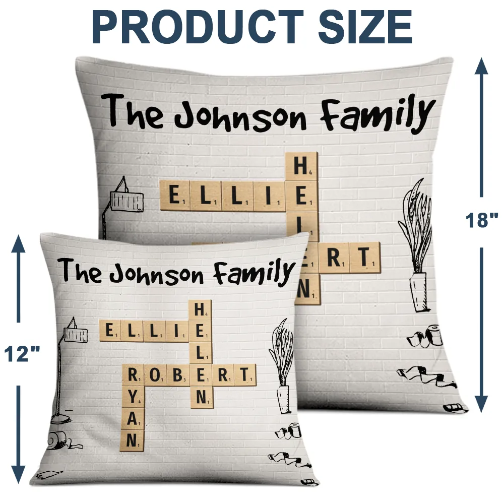 Family - Family Cartoon Crossword Scrabble - Personalized Pillow