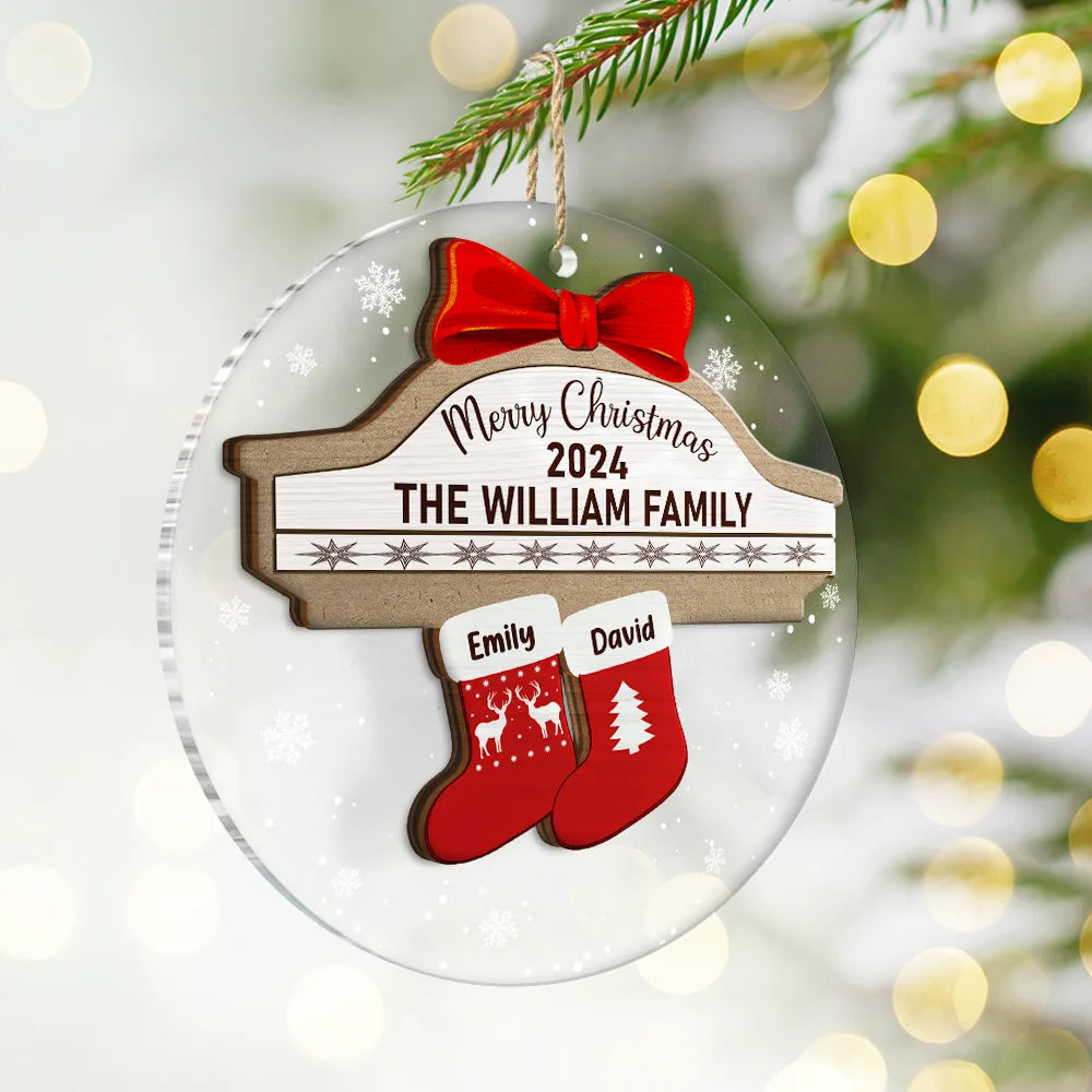 Family - Merry Christmas Stocking Family - Personalized 2-Layered Mix Ornament