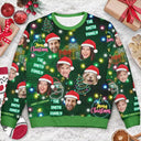 Continue Shopping,Christmas,Custom Photo,Family,Pet Lovers,Dog Lovers,Cat Lovers,Happy - Custom Photo Funny Family Pet Face Neon Light Style - Personalized Unisex Ugly Sweater