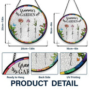 Gift For Wife,Gift For Grandma,Gift For Mother,Family,Love,Gardening - Birth Flower Grandma's Garden - Personalized Stained Glass Window Hanging Suncatcher