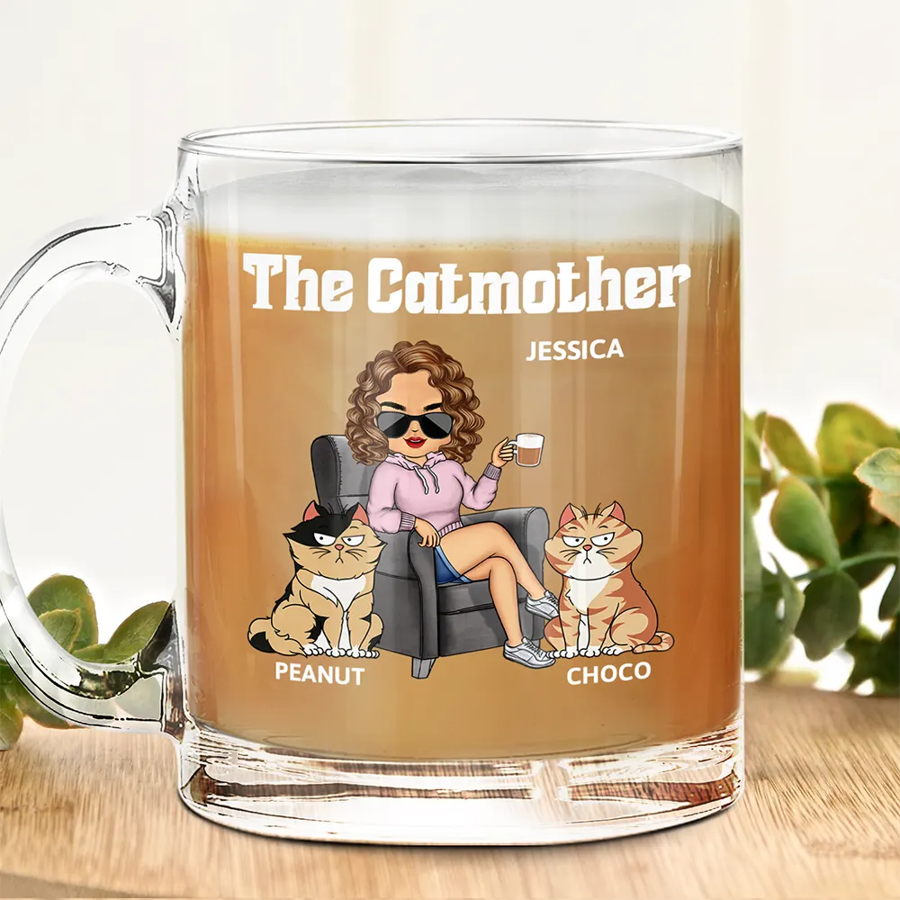 Cat Lovers,Cat Mom,Gift For Yourself,Gift For Women,Happy - The Cat Mother - Personalized Glass Mug