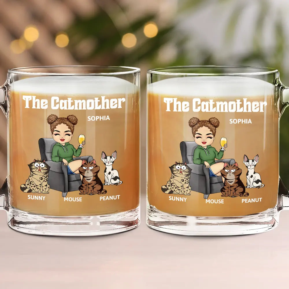 Cat Lovers,Cat Mom,Gift For Yourself,Gift For Women,Happy - The Cat Mother - Personalized Glass Mug