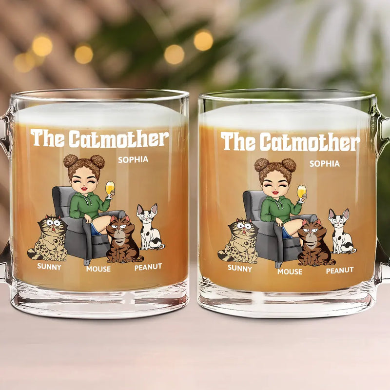 Cat Lovers,Cat Mom,Gift For Yourself,Gift For Women,Happy - The Cat Mother - Personalized Glass Mug