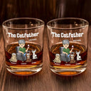 Cat Dad, Cat Lovers, Gift For Yourself, Gift For Men - The Cat Father - Personalized Whiskey Glass