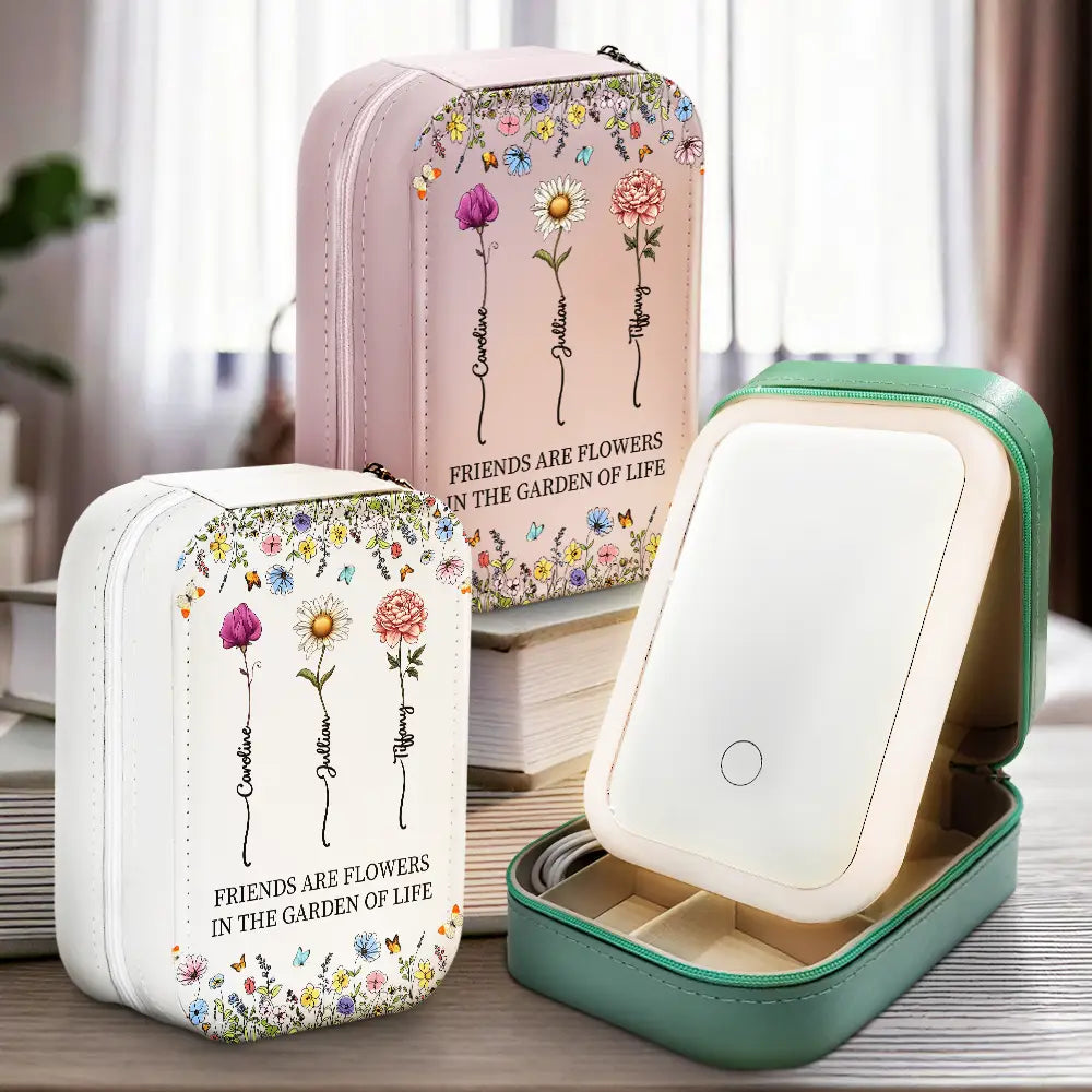 Gift For Bestie,Happy - It Takes A Long Time To Grow An Old Friend - Personalized Makeup Box With LED Mirror