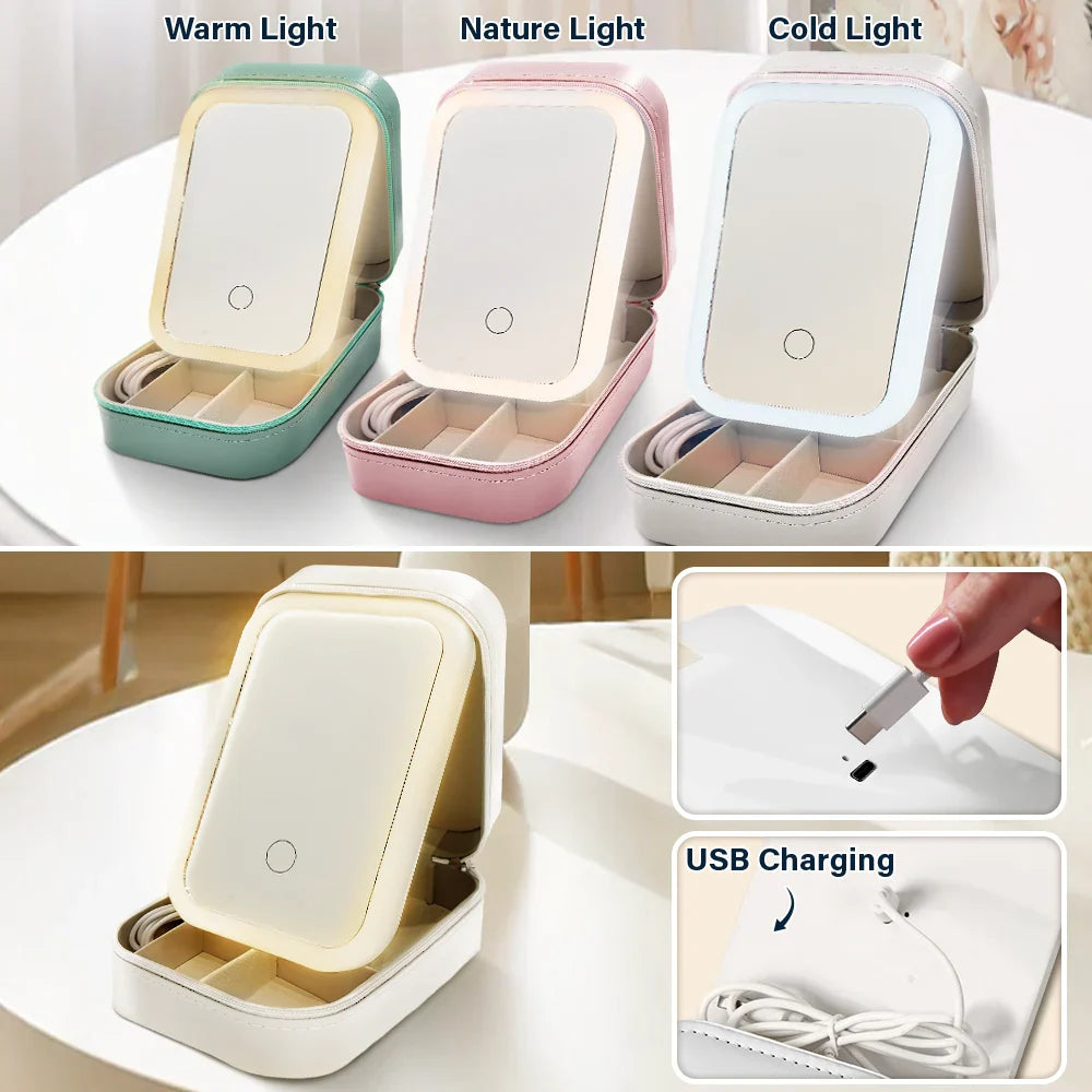 Gift For Bestie,Happy - It Takes A Long Time To Grow An Old Friend - Personalized Makeup Box With LED Mirror