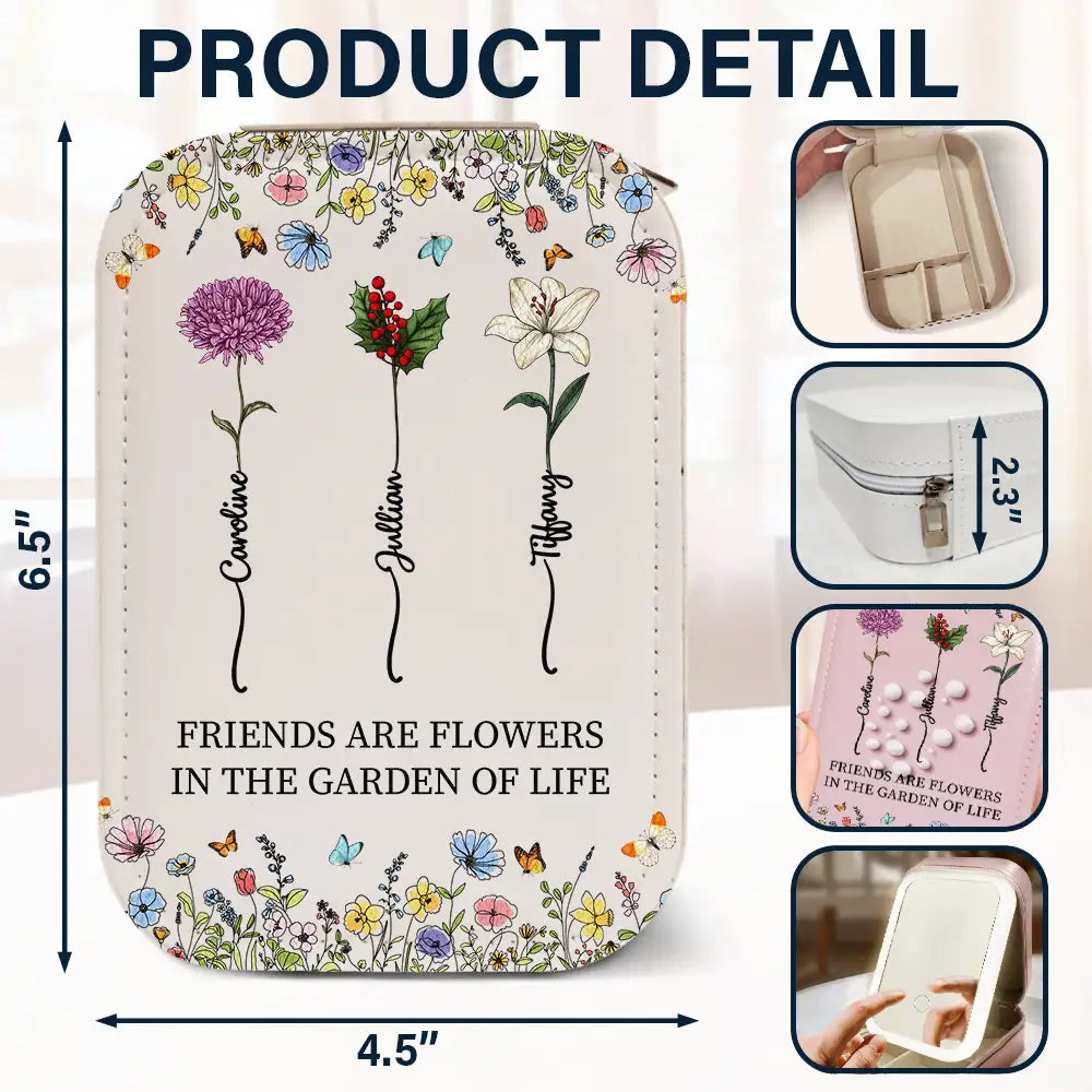 Gift For Bestie,Happy - It Takes A Long Time To Grow An Old Friend - Personalized Makeup Box With LED Mirror