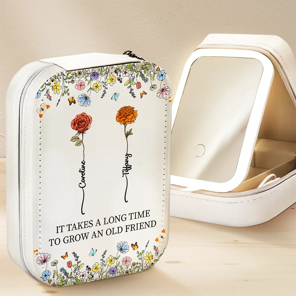 Il faut du temps pour se faire un vieil ami - Coffret de maquillage personnalisé avec miroir LED