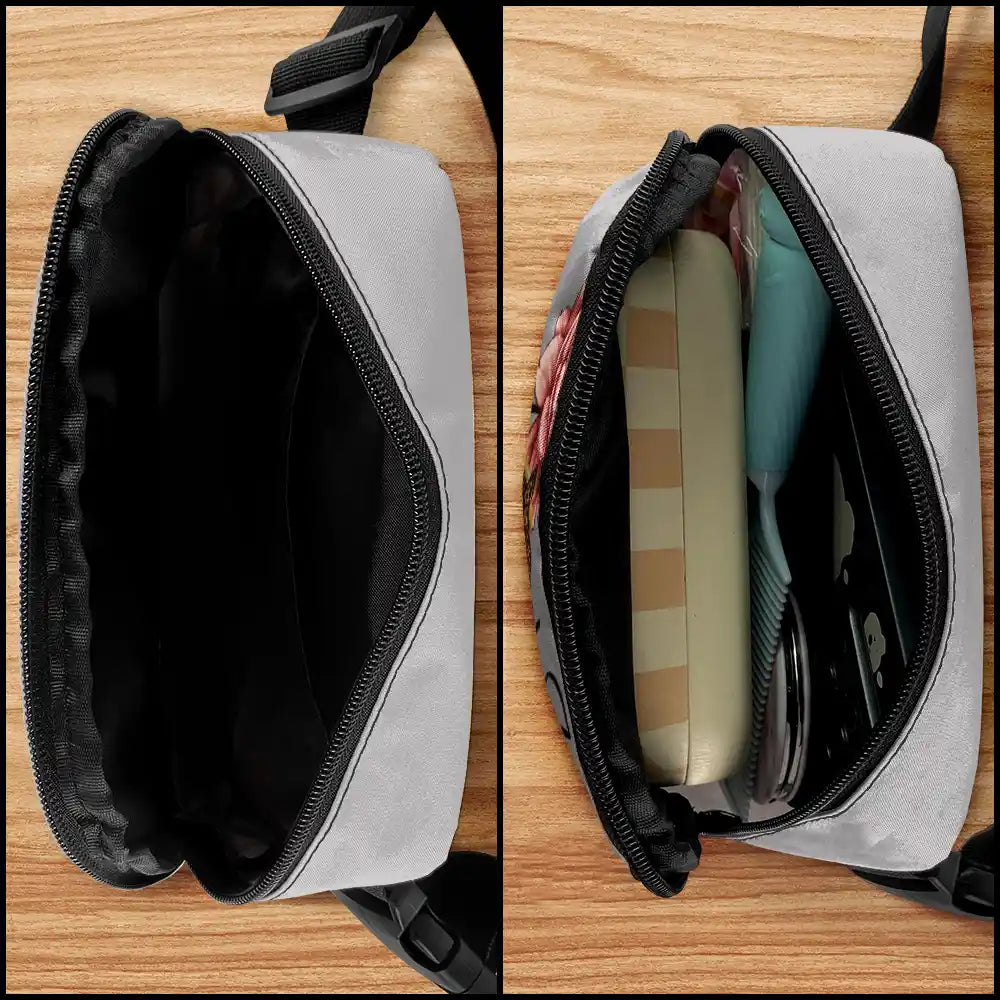 Travel,Gift For Yourself,Gift For Women,Happy - Birth Month Flower Travel Lover - Personalized Crossbody Belt Bag