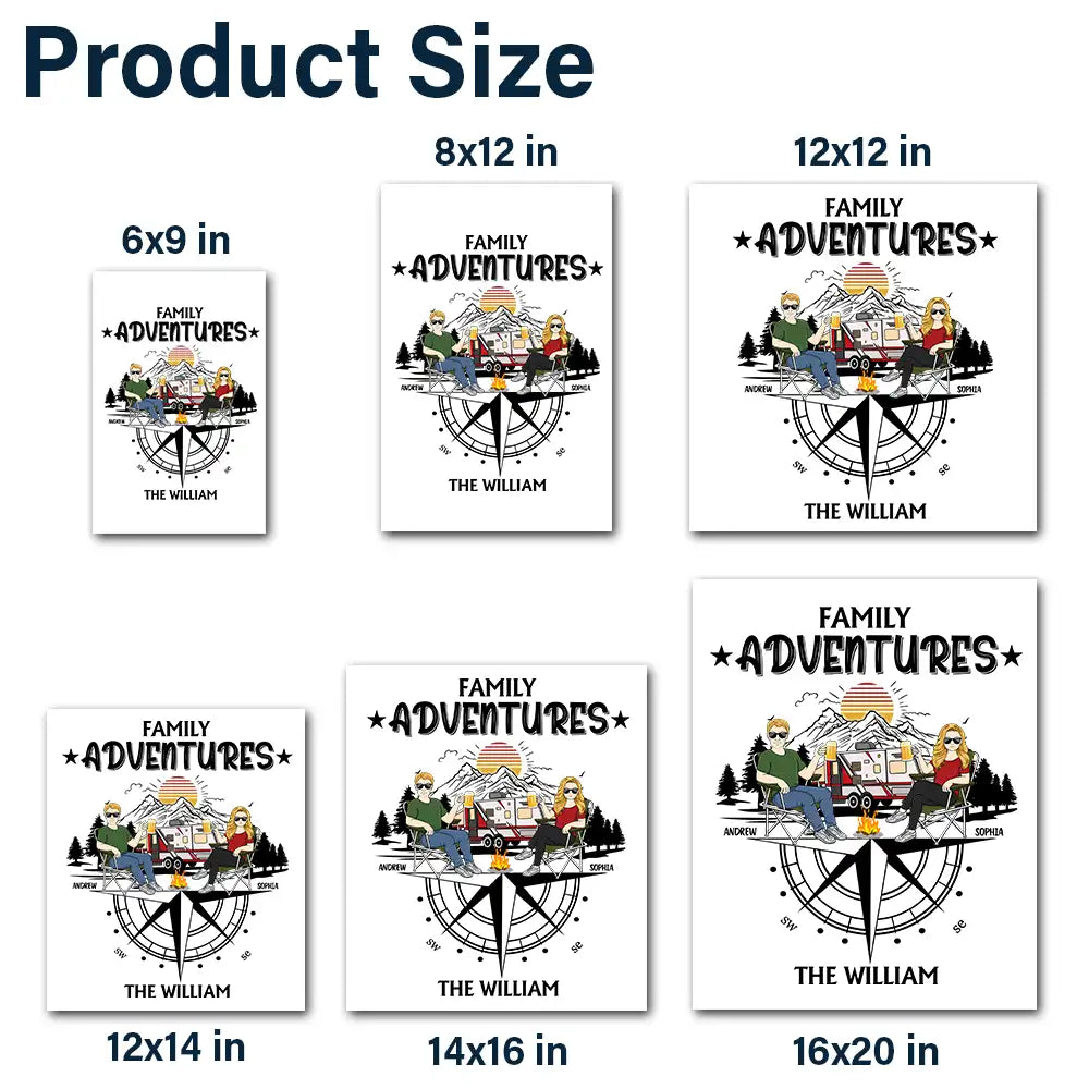 Family, Happy, Camping, Campsite - Family Adventures - Personalized Decor Decal