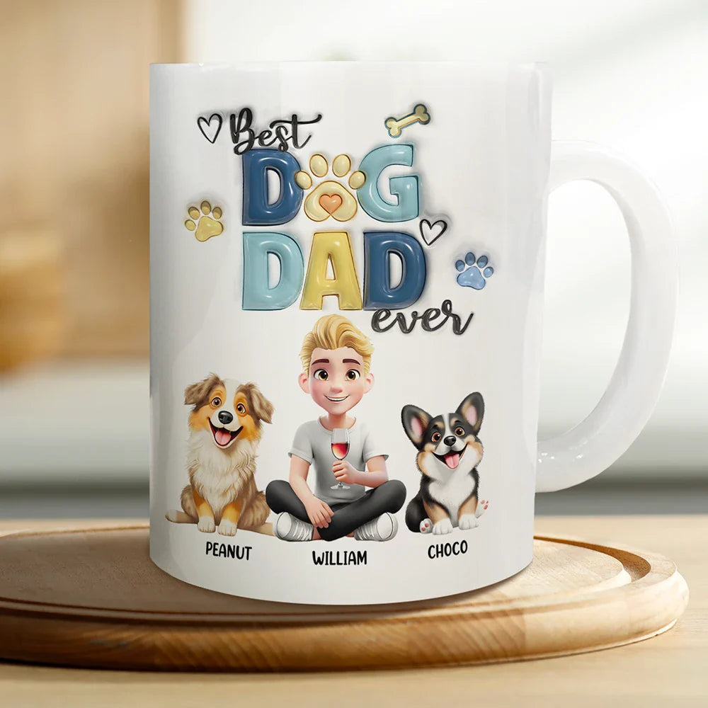 Dog Lovers,Pet Lovers,Funny,Dog Dad - Best Dog Dad Ever - Personalized White Edge-to-Edge Mug