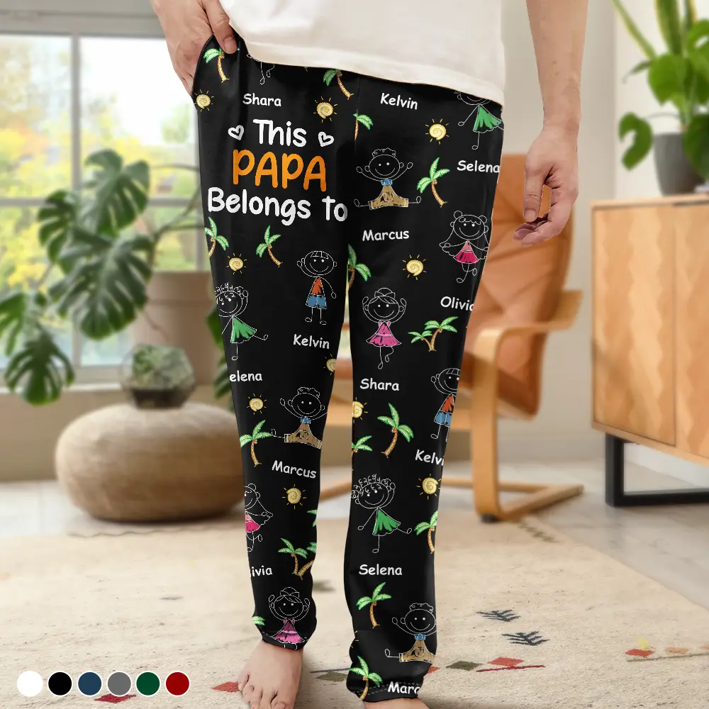Crayon Kids Doodle Child Drawing This Grandpa Dad Belongs To - Personalized Pajama Pants