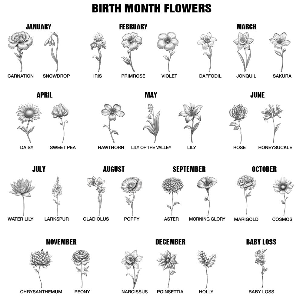 Birth Flower Grandma's Garden - Personalized Crystal Heart Shaped Lamp