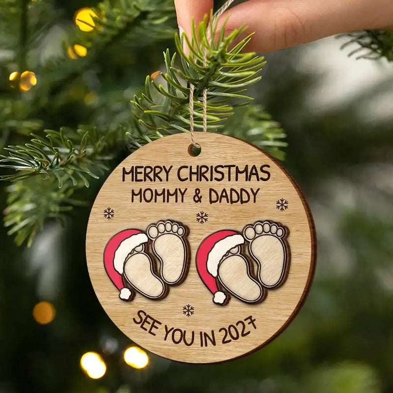 Baby Expecting See You In 2027 - Personalized 2-Layered Wooden Ornament