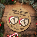 Christmas,New baby,New Mom,New Dad,Happy - Baby Expecting See You In 2026 - Personalized 2-Layered Wooden Ornament