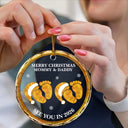 Christmas,New Dad,New baby,New Mom,Happy - Baby Expecting See You In 2026 Stained Glass - Personalized Circle Glass Ornament