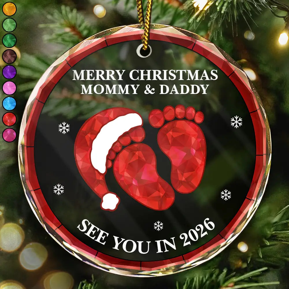 Baby Expecting See You In 2026 Stained Glass - Personalized Circle Glass Ornament