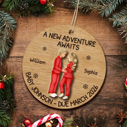 Christmas,New Dad,New baby,New Mom,Happy - Baby Expecting See You - Personalized 2-Layered Wooden Ornament