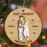 Christmas,New Dad,New baby,New Mom,Happy - Baby Expecting See You - Personalized 2-Layered Wooden Ornament