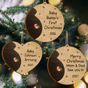 Adorable, First Christmas, New Mom, Christmas, Gift For Mother, Icon - Baby Bump First Christmas - Personalized 2-Layered Wooden Ornament