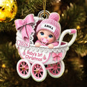 Adorable,New Mom,Christmas,Gift For Mother,Vector - Baby Carriage First Christmas - Personalized Custom Shaped Acrylic Ornament
