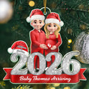 Adorable,Christmas,Gift For Mother,Pregnant Mom,Vector - Baby Expecting Milestone Keepsake First Christmas - Personalized Custom Shaped Acrylic Ornament