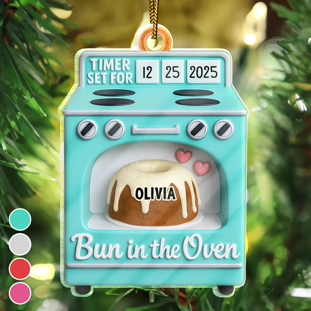 Baby Expecting Pregnancy Gift Bun In The Oven - Personalized Custom Shaped Acrylic Ornament