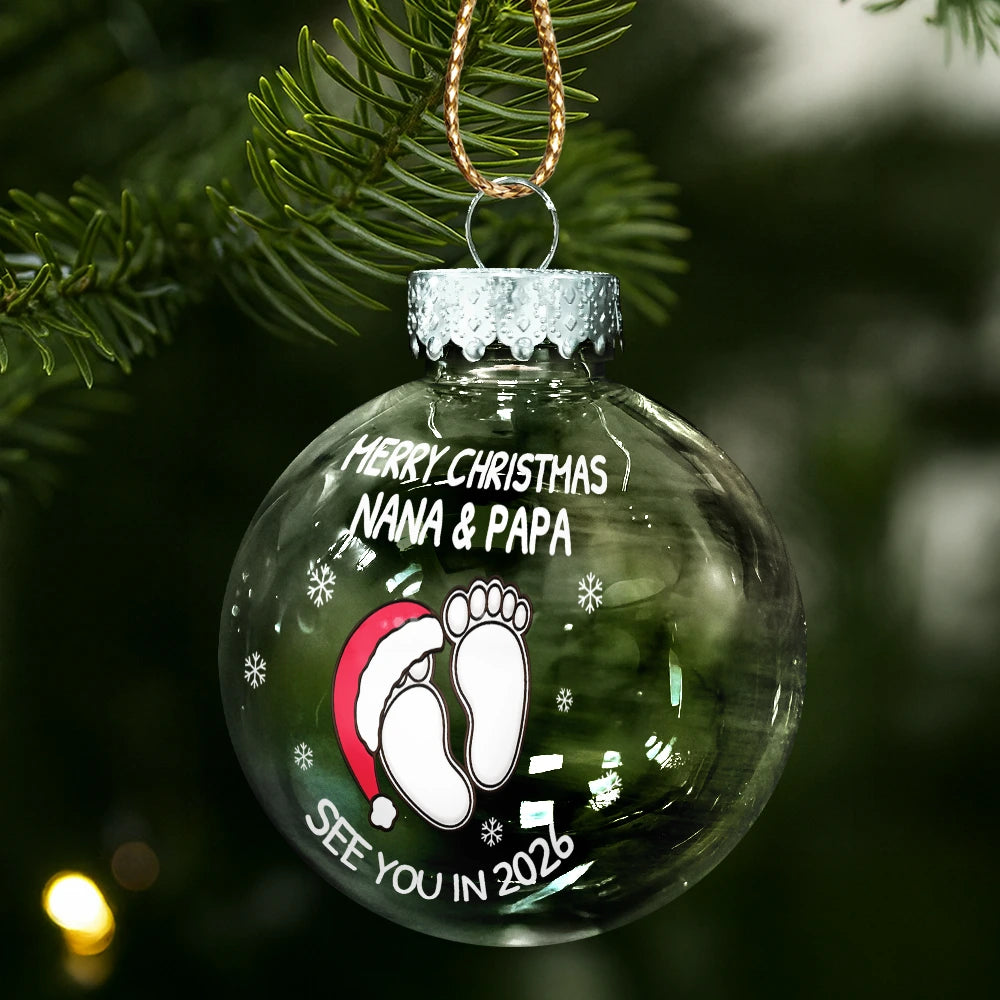 Christmas,New Dad,New baby,New Mom,Happy - Baby Expecting See You In 2026 - Personalized Ball Ornament