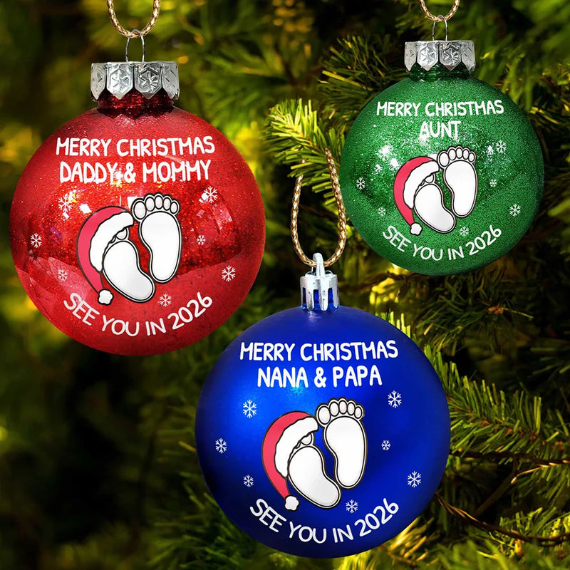 Christmas,New Dad,New baby,New Mom,Happy - Baby Expecting See You In 2026 - Personalized Ball Ornament