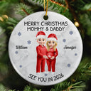 Christmas, Gift For Couples, New Dad, New baby, New Mom - Baby Expecting See You In 2026 - Personalized Circle Ceramic Ornament