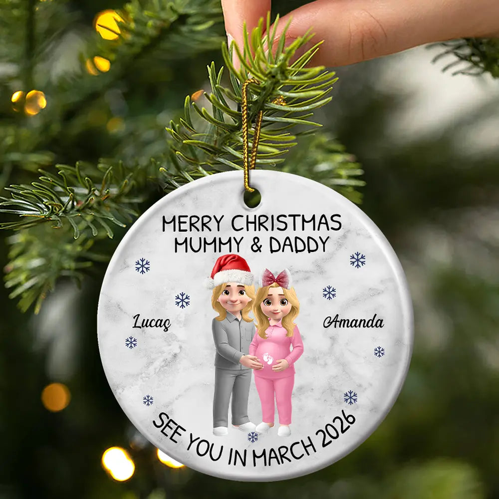 Baby Expecting See You In 2026 - Personalized Circle Ceramic Ornament