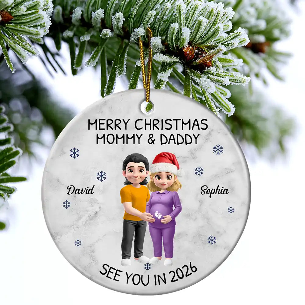 Baby Expecting See You In 2026 - Personalized Circle Ceramic Ornament