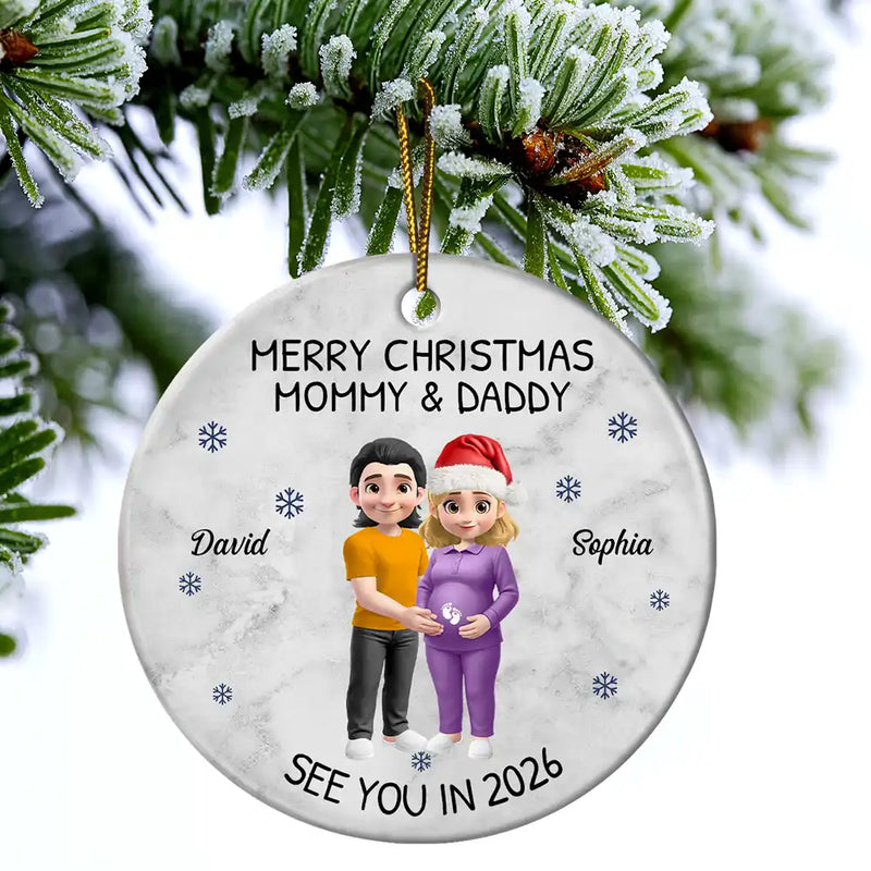 Baby Expecting See You In 2026 - Personalized Circle Ceramic Ornament