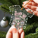 Christmas,New baby,Parents,Family,Happy - Baby First Christmas - Personalized Onesie Shaped Glass Ornament