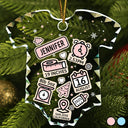 Christmas,New baby,Parents,Family,Happy - Baby First Christmas - Personalized Onesie Shaped Glass Ornament