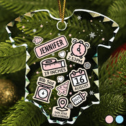 Christmas,New baby,Parents,Family,Happy - Baby First Christmas - Personalized Onesie Shaped Glass Ornament