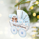 Christmas,New baby,New Dad,New Mom,Happy - Baby First Christmas Baby Carriage 3D Effect - Personalized Custom Shaped Acrylic Ornament