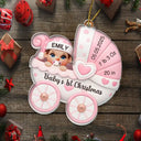 Christmas,New baby,New Dad,New Mom,Happy - Baby First Christmas Baby Carriage 3D Effect - Personalized Custom Shaped Acrylic Ornament