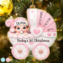 Christmas,New baby,New Dad,New Mom,Happy - Baby First Christmas Baby Carriage 3D Effect - Personalized Custom Shaped Acrylic Ornament