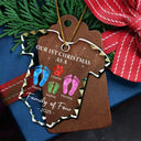 Christmas,New Mom,New Dad,New baby,Happy - Baby First Christmas Foot Prints - Personalized Onesie Shaped Glass Ornament