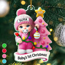 Christmas, New Mom, New baby, New Dad, Family, Happy - Baby First Christmas Keepsakes For Newborn 3D Effect - Personalized Custom Shaped Acrylic Ornament