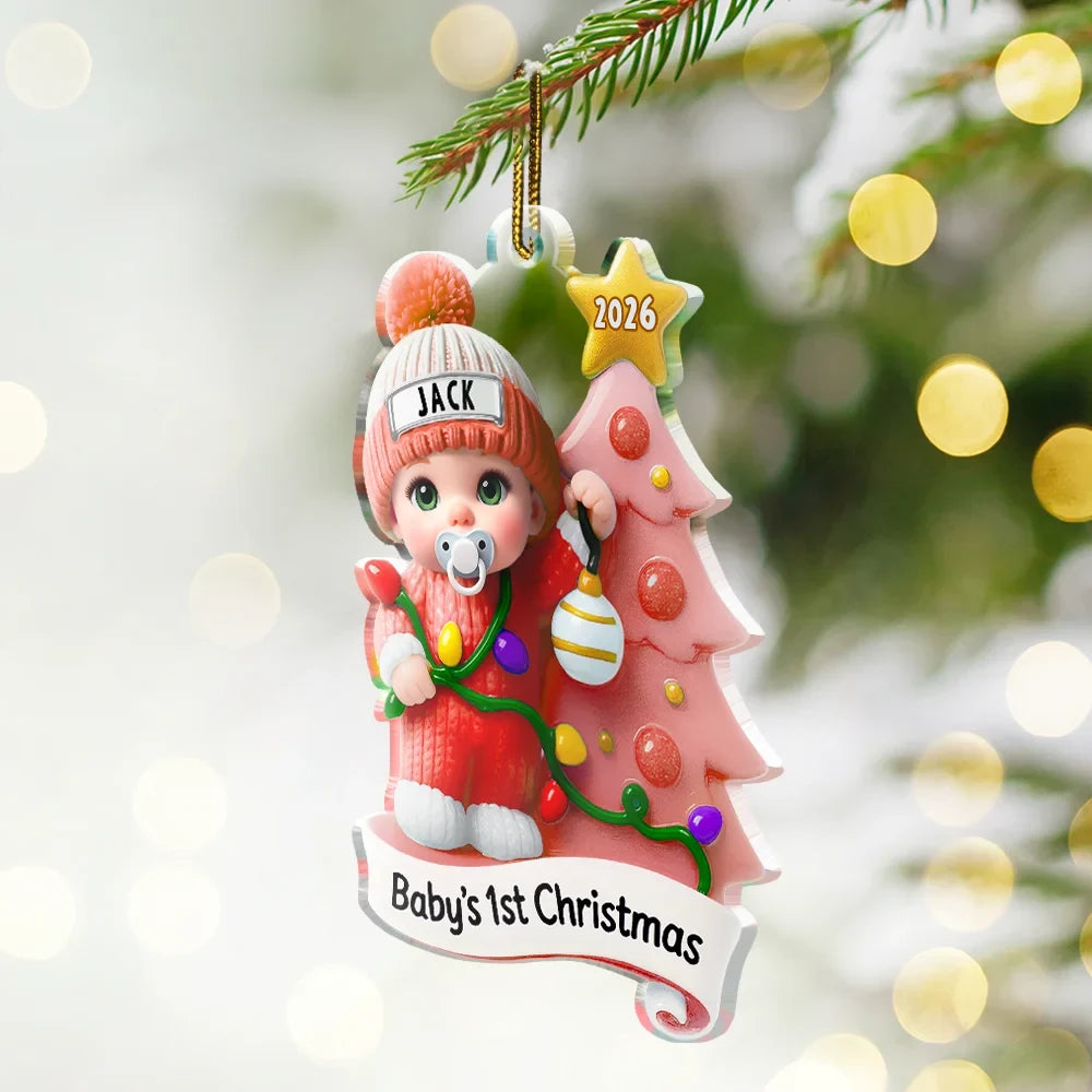 Souvenirs de Noël pour nouveau-né effet 3D - Décoration acrylique personnalisée 