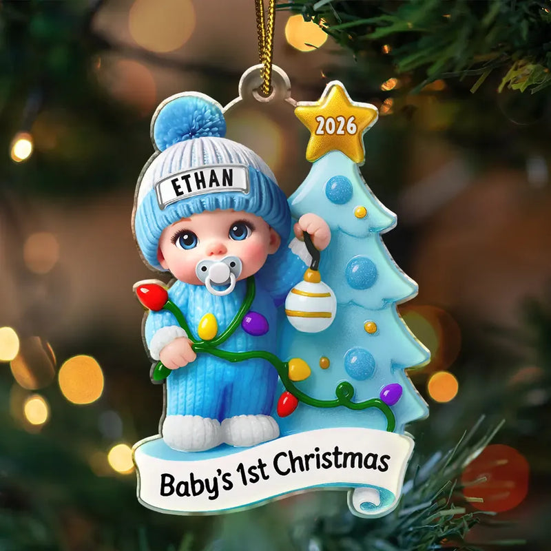Souvenirs de Noël pour nouveau-né effet 3D - Décoration acrylique personnalisée 