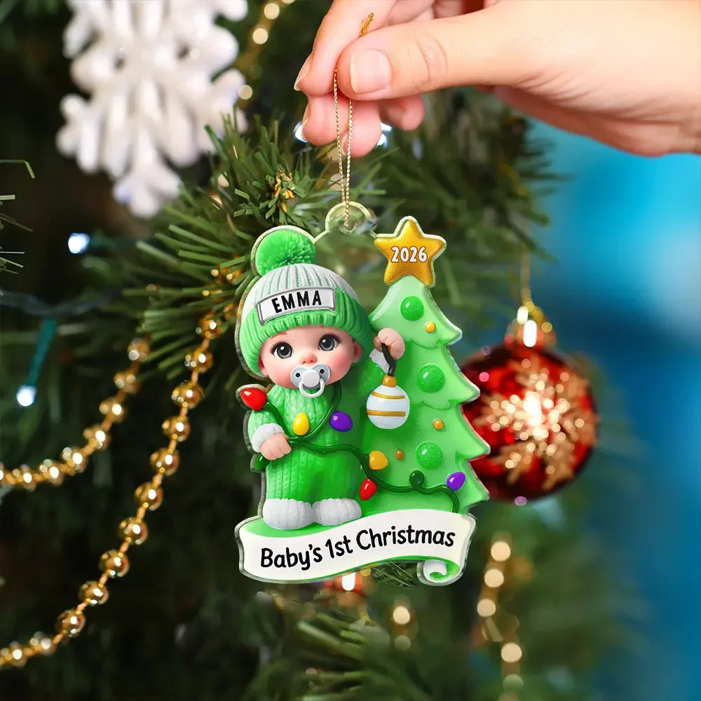 Souvenirs de Noël pour nouveau-né effet 3D - Décoration acrylique personnalisée 
