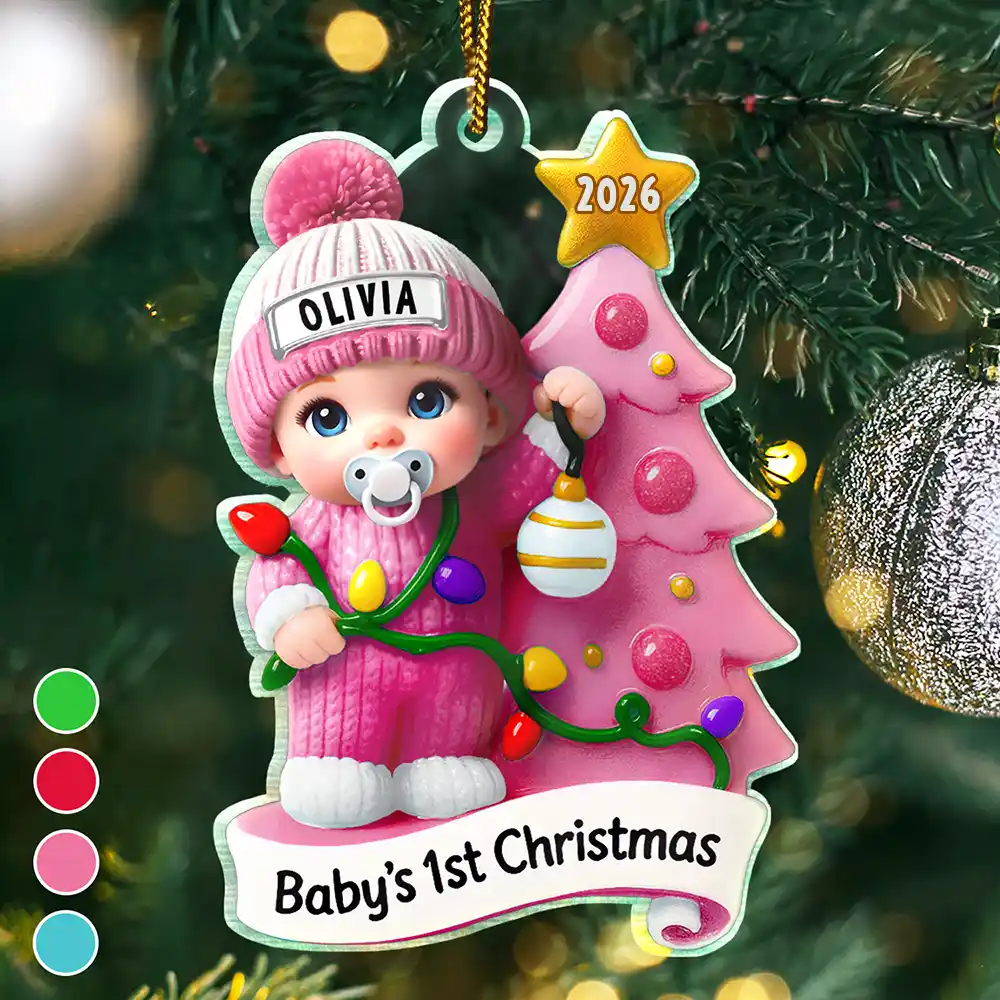 Souvenirs de Noël pour nouveau-né effet 3D - Décoration acrylique personnalisée 