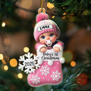 Christmas,New baby,Family,Happy - Baby First Christmas, Christmas Stocking - Personalized Custom Shaped Acrylic Ornament