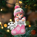 Premier Noël de bébé, bas de Noël - Décoration acrylique personnalisée 