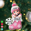 Christmas,New baby,Family,Happy - Baby First Christmas, Christmas Stocking - Personalized Custom Shaped Acrylic Ornament