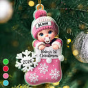 Premier Noël de bébé, bas de Noël - Décoration acrylique personnalisée 
